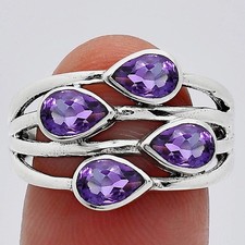 Natural African Amethyst 925 Sterling Silver Ring s.8 Jewelry R-1030