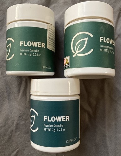 Lot of 3 Empty Curaleaf Bud Flower Containers