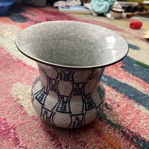 Maitland Smith Blue And White Porcelain Vase Pot Handmade