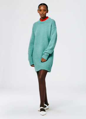Tibi Airy Alpaca Knit Easy Sweater Dress Fern Green Sz L women s NWT$545