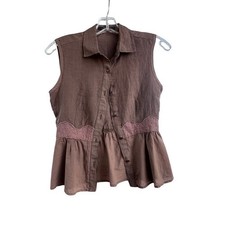 Weekend Max Mara Brown Linen Peplum Sleeveles...