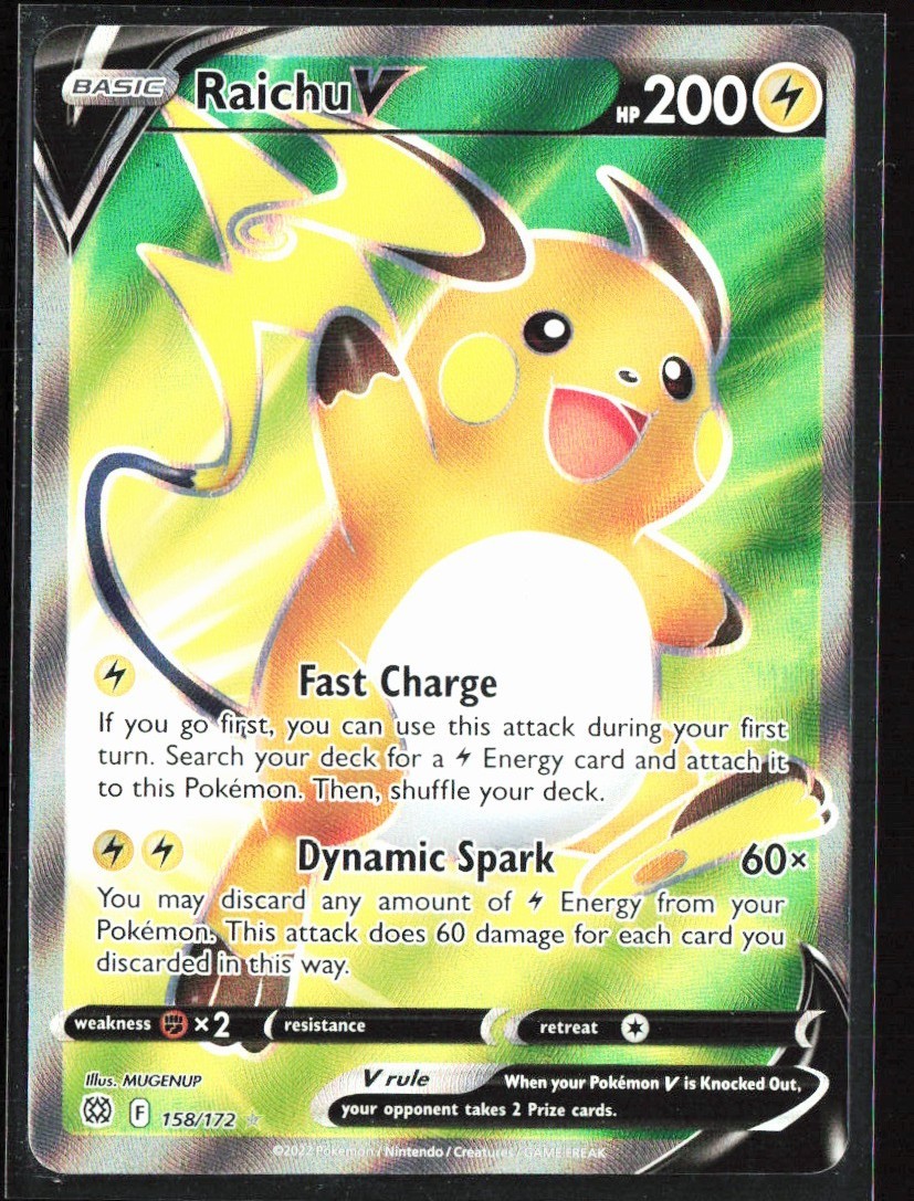 2022 POKEMON SWSH09: BRILLIANT STARS RAICHU V (FULL ART) ULTRA RARE #158/172