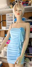NEW Women’s Light Blue Ruched Mini Dress, Sz~Small, Side Ruffle Detail, NWOT!!