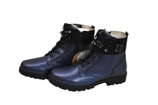 Mayoral Boots Girls Size 2 Navy Blue Biker Ankle Estrellas Star Stud Zip Shoes