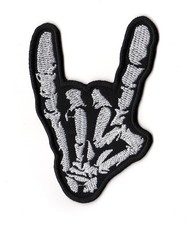 Devil Horns Skeleton Patch Sign of Horns Rock On Heavy Metal Biker Gang Logo