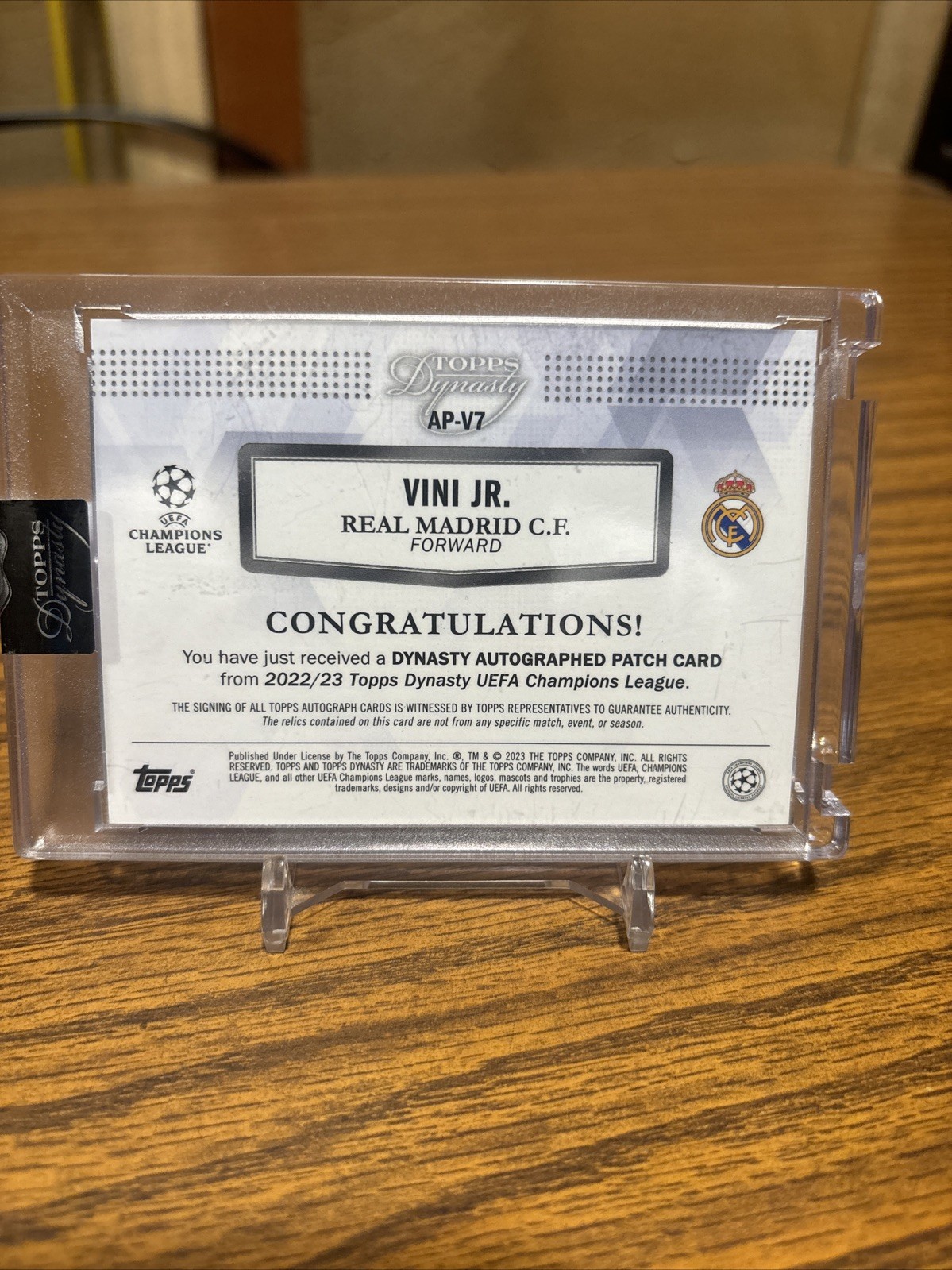 Vini Jr 2022-23 Topps Dynasty UCL Patch Auto /10 Real Madrid view 4