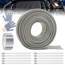 SnulyHeet Titanium Spark Plug Wire Heat Shield, 1/2 I.D. × 10 Ft Fuel Line He...