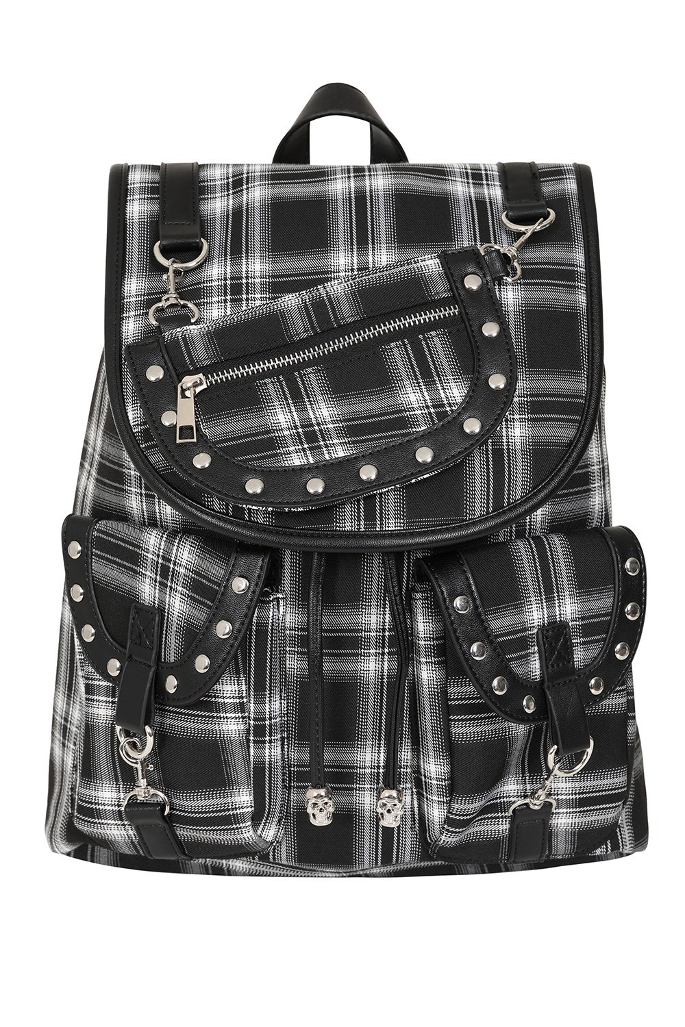 BANNED Apparel Black White Punk Rockabilly Gothic Studded Yamy Bag Backpack