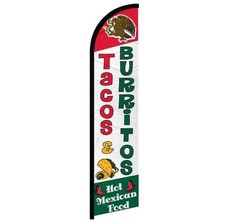TACOS BURRITOS - Windless Swooper Flag Feather Banner Sign 100D X1