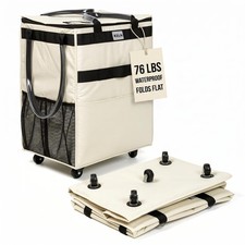 Rolling Tote Bag on Wheels   76 lb Foldable Shopping Cart   White