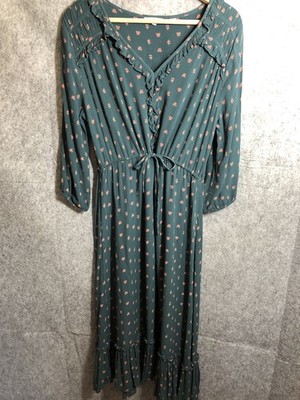 Fat Face Dress Womens 6 Green Ruffled Floral Romantic Cottagecore Boho  Festival | eBay