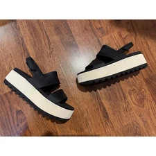 Reef Women's Water Vista Higher Platform Sandal – Black/Ivory Sz 7 – Waterproof