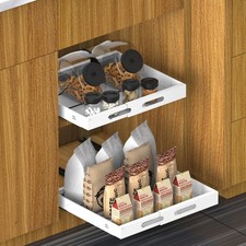 Expandable Pull Out Cabinet Organizer 17" Deep, Adhesive Pull Out Drawers For...