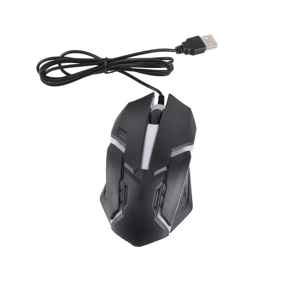 (Black)RGB Gaming Mouse 1600 DPI USB Wired Computer Mice 3D Scroll Wheel - Image 2 of 4