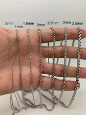 Silver Round Box Chain, 925 Solid Silver Necklace. 1-4mm All Sizes 16-30 inch