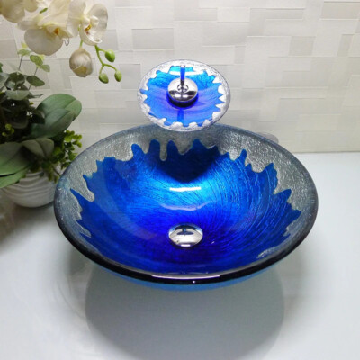 Round Tempered Glass Sink Cloakroom Counter Top Washbasin  BW10-009