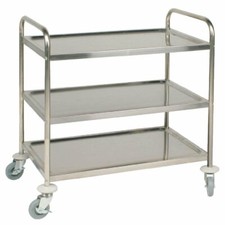 Vogue Stainless Steel 3 Tier Clearing Trolley Medium 855 x 810 x 455mm F994