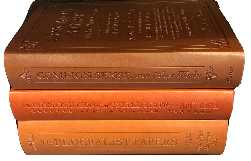 ❤️COMMON SENSE FEDERALIST PAPERS CONSTITUTION 3 SET Faux Leather Collectable NEW — 第 2/4 张图片