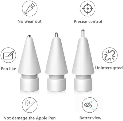 Set of 6 Tips for Apple Pencil, Upgraded No Wear Out Metal Apple Pencil Tips for - Picture 3 of 6