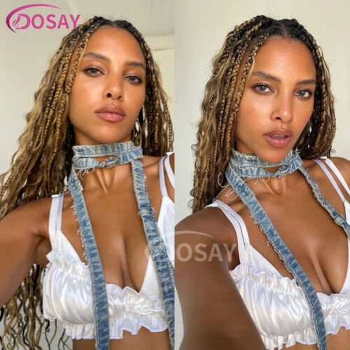 Full Lace Front Perücken Synthetik Box Braided Wig Curly Ends Boho Braided Lace Wigs - Bild 8 von 10