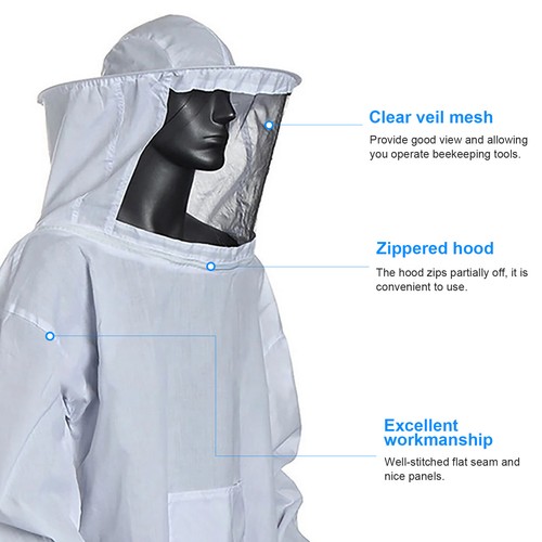Chaqueta protectora de apicultura traje velo + conjunto de guantes de apicultura manga larga - Imagen 6 de 10