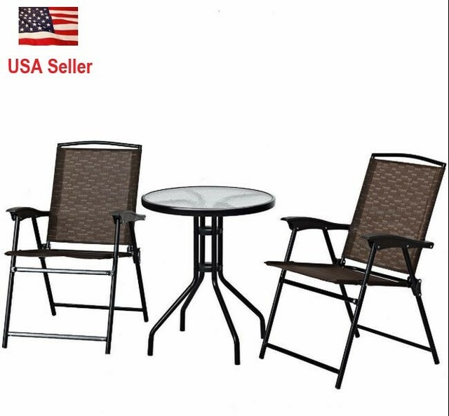 patio set with folding chairs