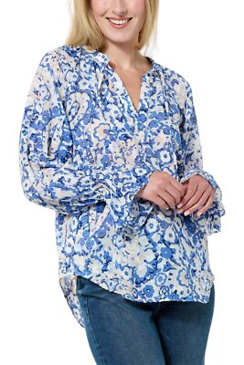 La Joie Essential Raglan-Sleeve Blouse Blue Batik Floral