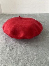 Vintage 80  s French Beret Hat Wool Red One Size