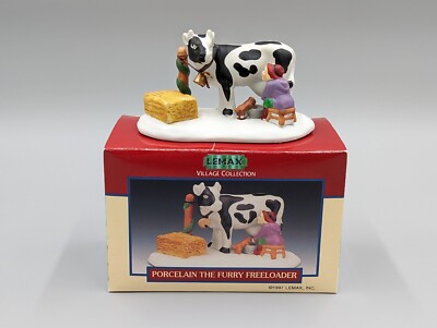 Lemax Village Collection The Furry Freeloader #73217 1997 Woman Milking Cow