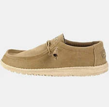 Hey Dude Wally Shoes Men's Sz 8 Canvas Lightweight Slip On Loafer Chestnut Brown