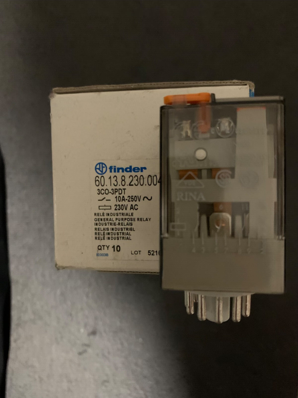 FINDER 60.13.8.230.00.40 RELE' UNDECAL 10A -250V BOBINA 230VAC