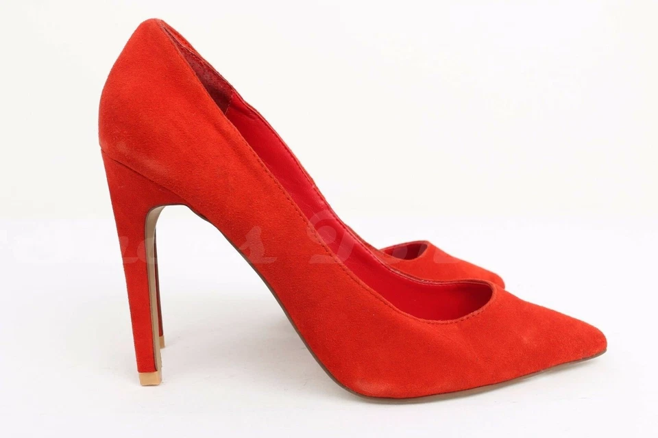 Mujer TOPSHOP Naranja Rojo Gamuza Zapatos Tacones Talla. 9,5 Foto 4 de 4