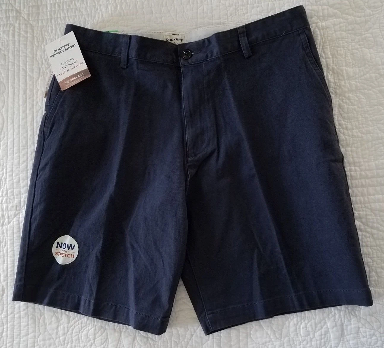 NEW MENS DOCKERS PERFECT SHORT CLASSIC FIT WITH STRETCH NAVY BLUE MANY SIZES