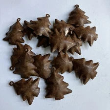 Set/12 Primitive Rusty Jingle Bell Christmas Tree Bells Shape 1.5" 38mm