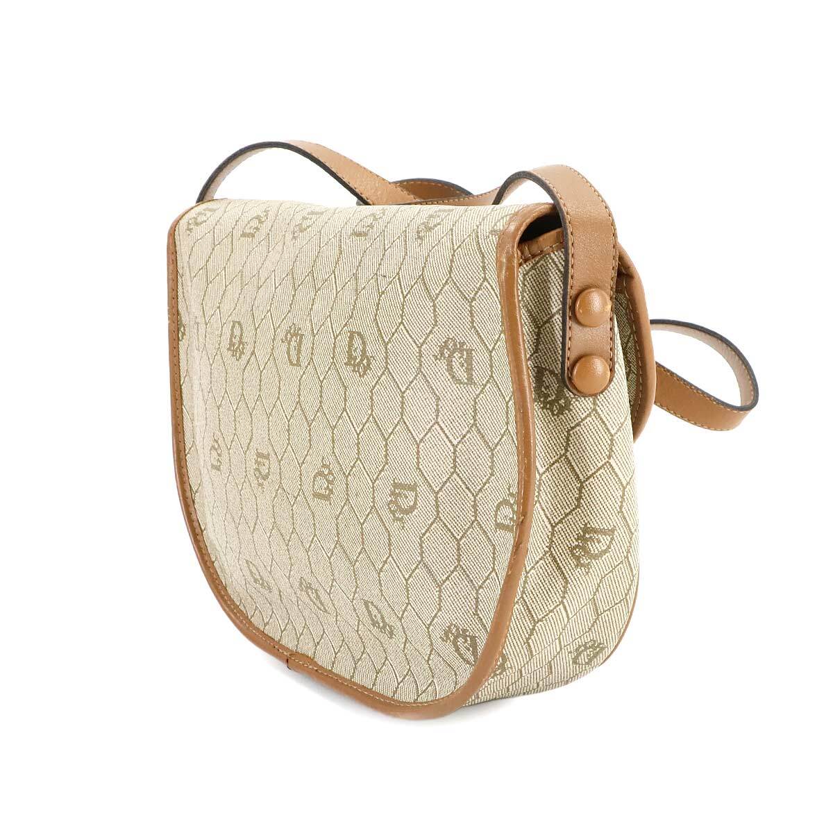 Christian Dior Honeycomb Shoulder Bag PVC Leather Beige