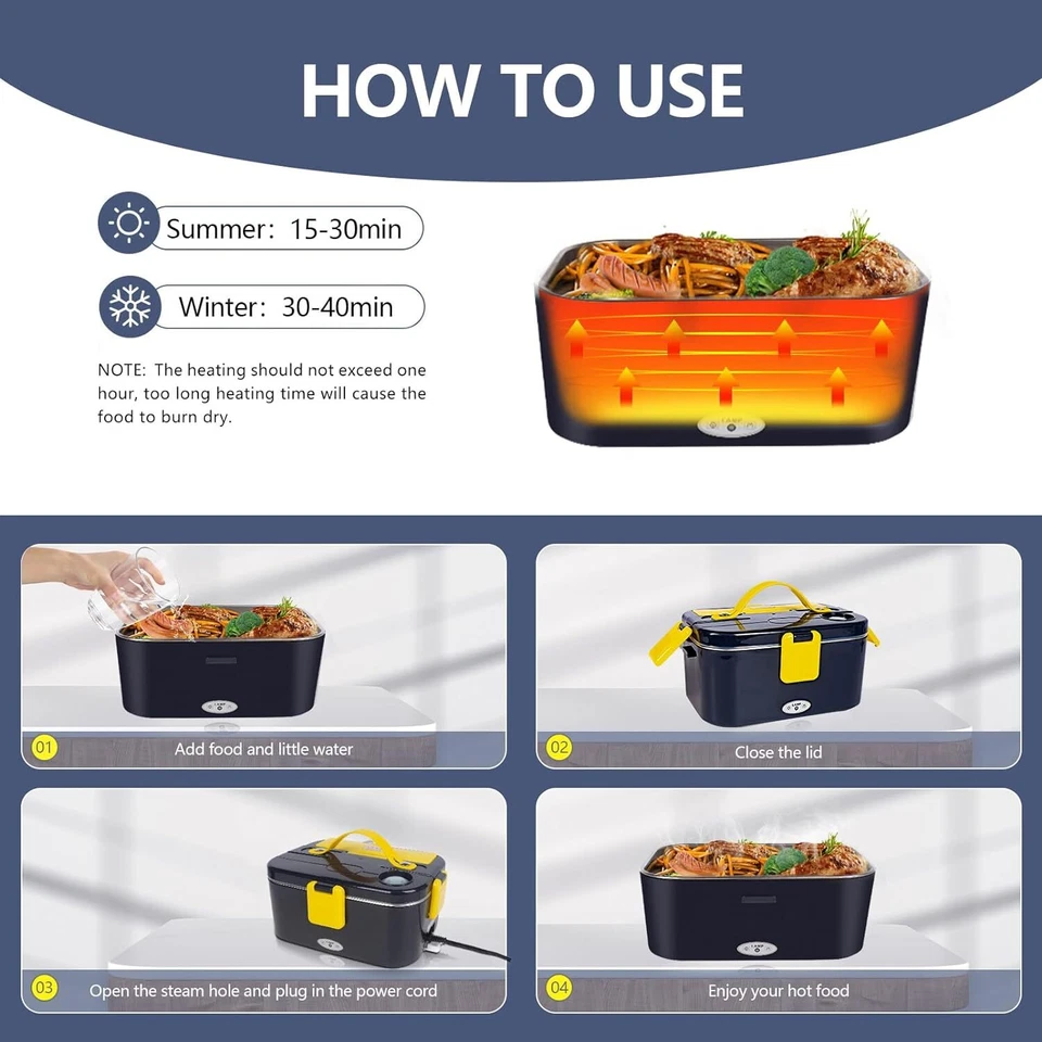 80W Loncheras Electrica Para Comida Calentar El Almuerzo Caliente Trabajo Carro - Image 4 of 4