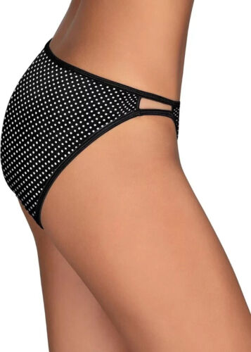 NEW SZ 7 VANITY FAIR ILLUMINATION BLACK POLKA DOT SILKY STRING PANTIES