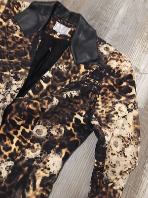 Alberto Makali Black & Leopard Print 2pc Long Jacket and