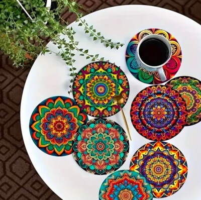 Tasse Untersetzer Set Design Rund Untersetzer Tee Kaffee Getränk Tasse Matte 5/6 Stück UK