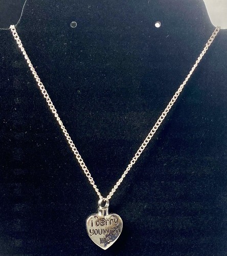 I Carry You With Me in Heart Memorial Cremation Jewelry Keepsake Urn Necklace