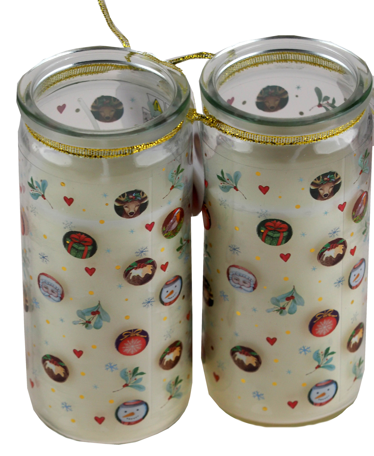 Apple & Cinnamon Christmas Scented 14cm Tall Candles In Glass Jars