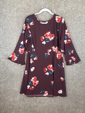 Old Navy Floral Fluted Bell Sleeve Dress Womens XL Burgundy A-Line Casual NWT