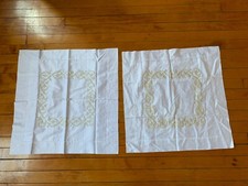 2 Frette White Large Square Embroidered Pillowcases 100 Cotton MADE IN ITALY