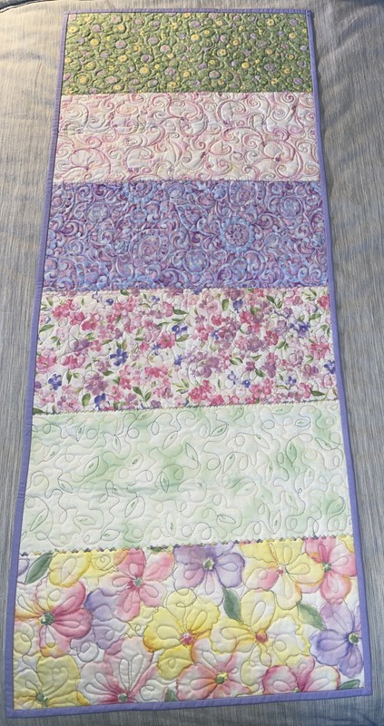 Handmade mini quilt/runner/reversible/machine quilted-Flowers In Spring Colors
