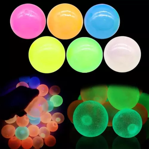 6PCS Sticky Ceiling Balls Stress Relief Fun Toy Globbles Stress Glow inTheDark - Picture 2 of 14