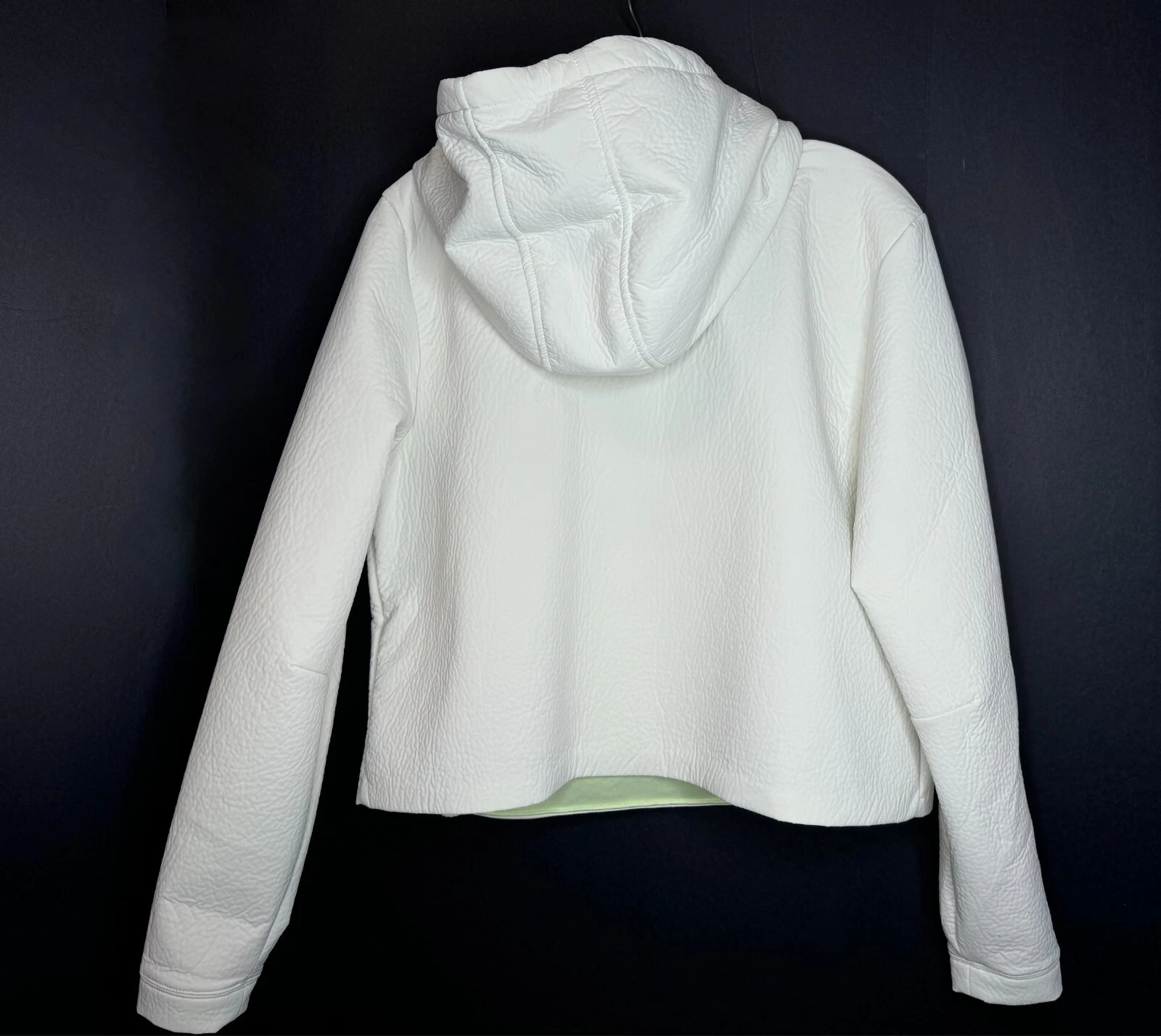 OFF WHITE NIKE Sportswear Tech Pack Felpa con Cappuccio Donna Cropped Bianca Taglia L