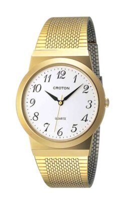 Croton Uhr RT-119M-3 Herren Gold Made in Japan Edelstahlband Messinggehäuse