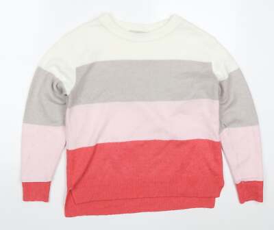Muskat Damen rosa Rundhals gestreift Acrylmischung Pullover Größe 8