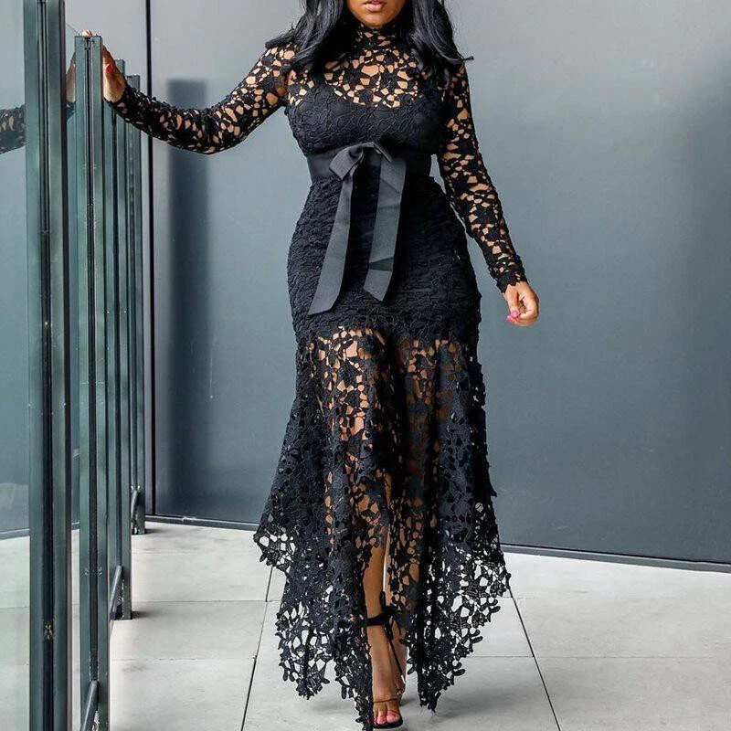Plus black shop lace dress