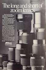 Vintage Print Ad 1985 Nikon Long and Short Zoom Lenses Photography Photographer